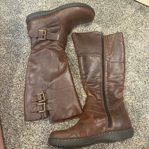 BOC Born Virginia Tall Brown Riding Boots Flannel Lined Zippered Side Size 8.5 M - Picture 1 of 8